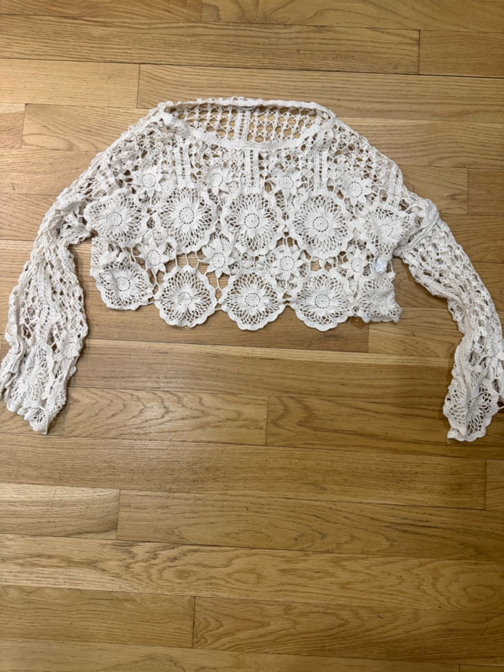 eye candy Cream Crochet Openwork Top
